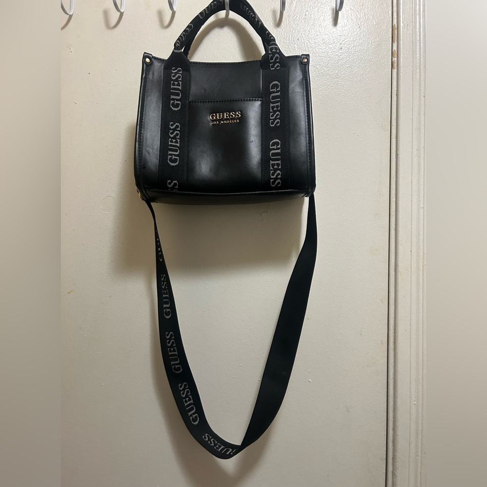 Guess Black Messenger Bag Sleek Design Structured Shape